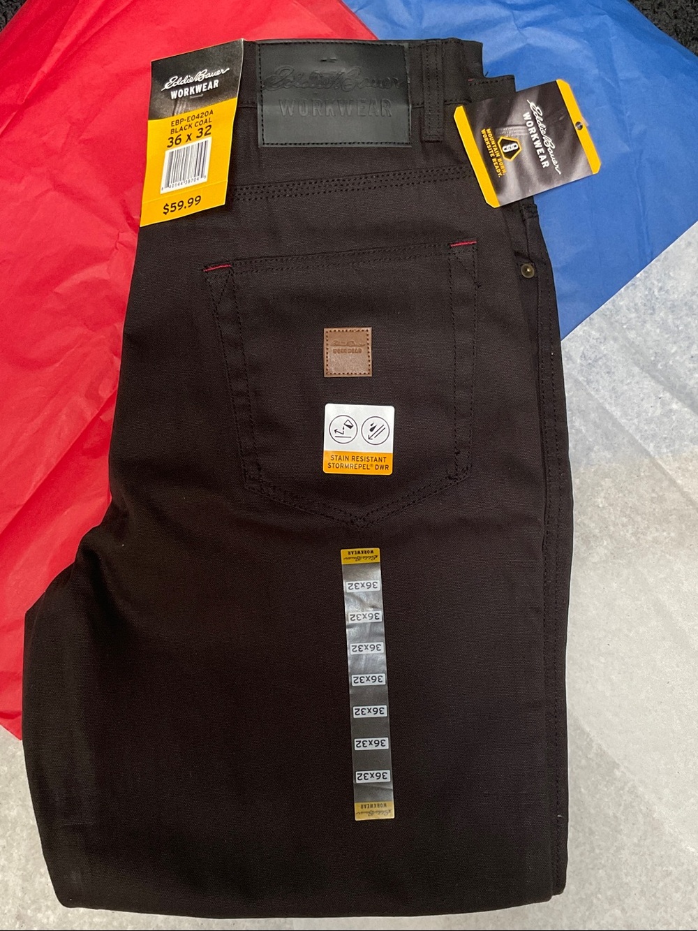 36/32 Eddie Bauer Men’s Black Relaxed Workwear Jeans